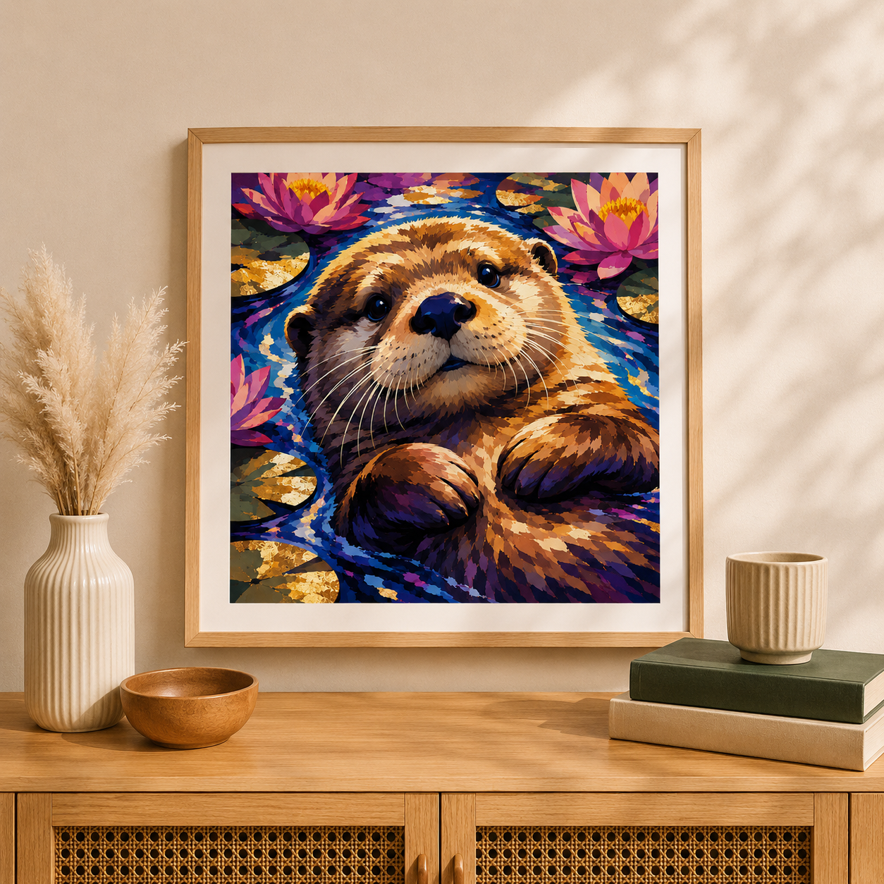 "Chillen mit Otter" / Diamond Painting Bild / 40x40cm / 57 Farben inkl. 6 Sonderfarben / PP043