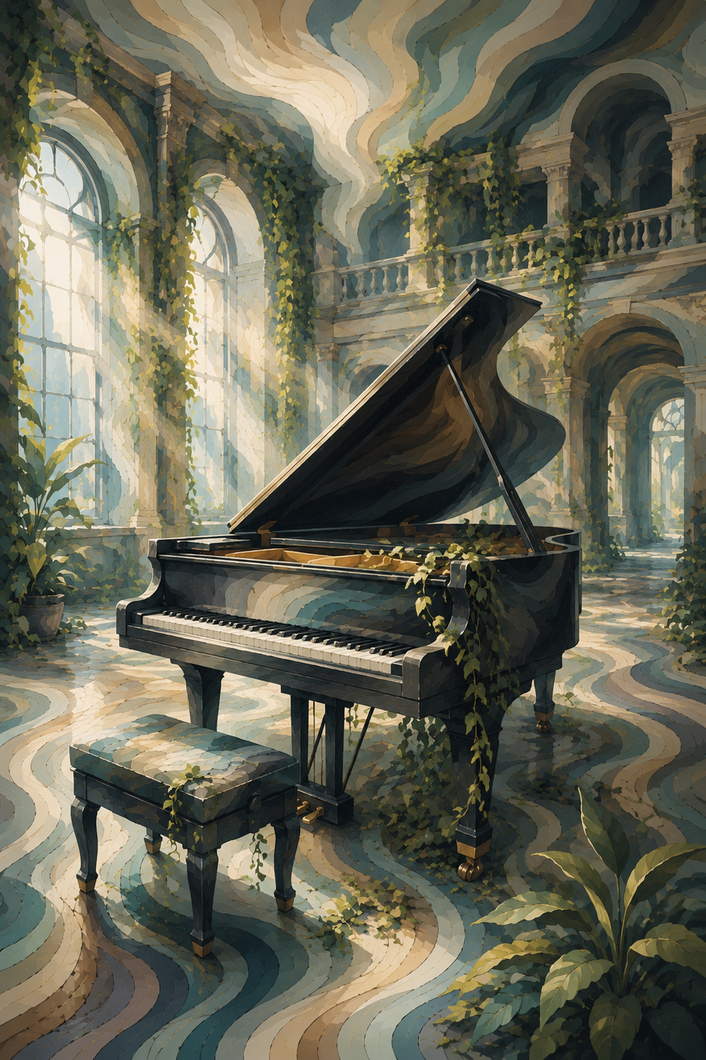 "Piano der Stille" Diamond Painting Bild / 40x60cm / 70 Farben inkl. 8 Sonderfarben /  PP023