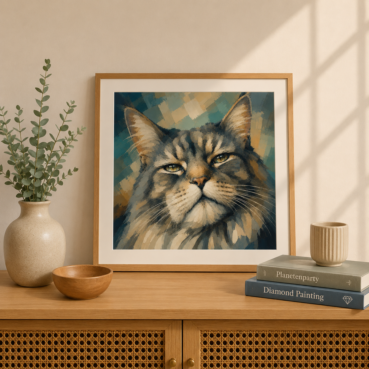 "My old Cat" / Diamond Painting Bild / 40x40cm / 70 Farben inkl. 10 Sonderfarben / PP080