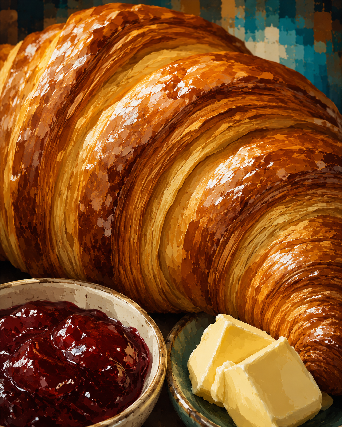 "Croissant" / Diamond Painting Bild / 40x50cm / 70 Farben inkl. 10 Sonderfarben / PP024