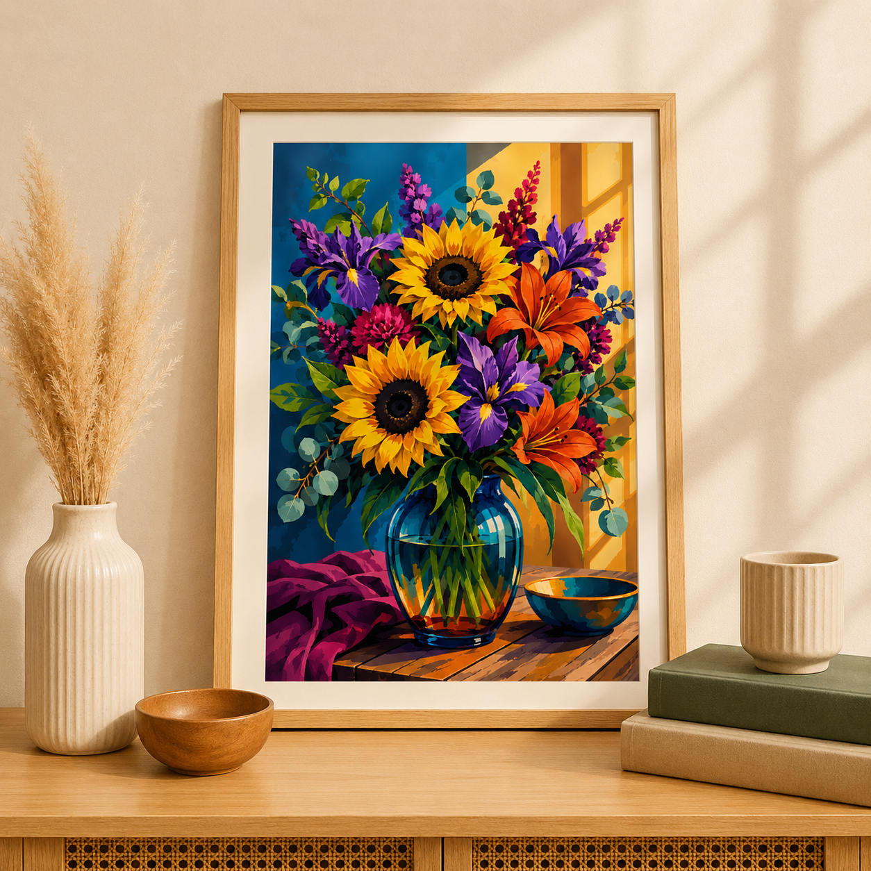 "Blumen im Licht" / Diamond Painting Bild / 40x60cm / 67 Farben inkl. 10 Sonderfarben / PP059