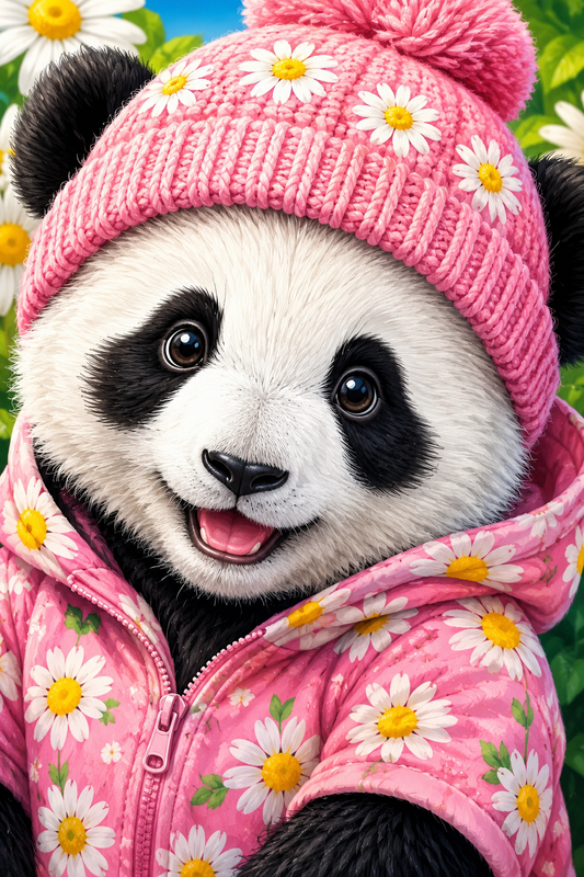 "Daisypanda" / Diamond Painting Bild / 40x60cm / 70 Farben inkl. 10 Sonderfarben / PP133