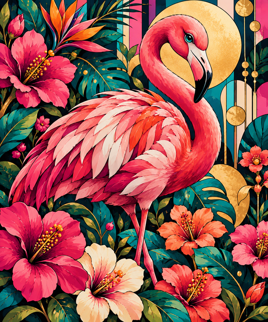 "Flamingo Vibes" / Diamond Painting Bild / 50x60cm / 80 Farben inkl. 10 Sonderfarben / PP138