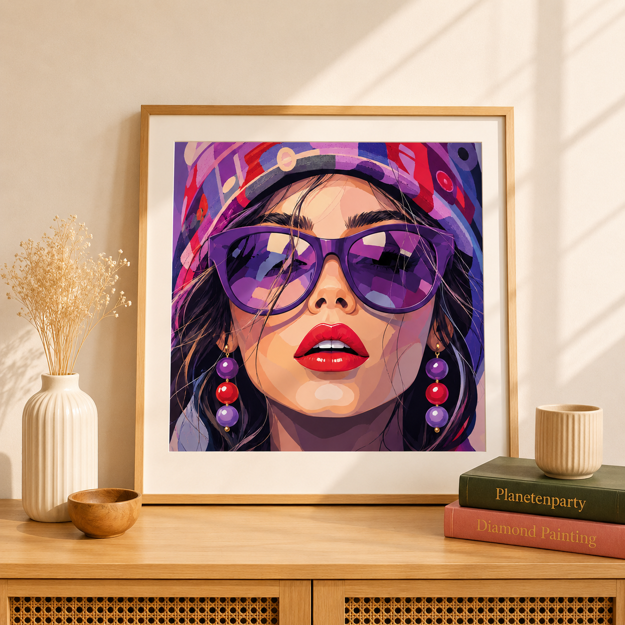 "Girl with purple Glasses" / Diamond Painting Bild 50x50cm/ 60 Farben inkl. 10 Sonderfarben / PP014