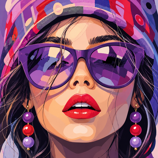 "Girl with purple Glasses" / Diamond Painting Bild 50x50cm/ 60 Farben inkl. 10 Sonderfarben / PP014