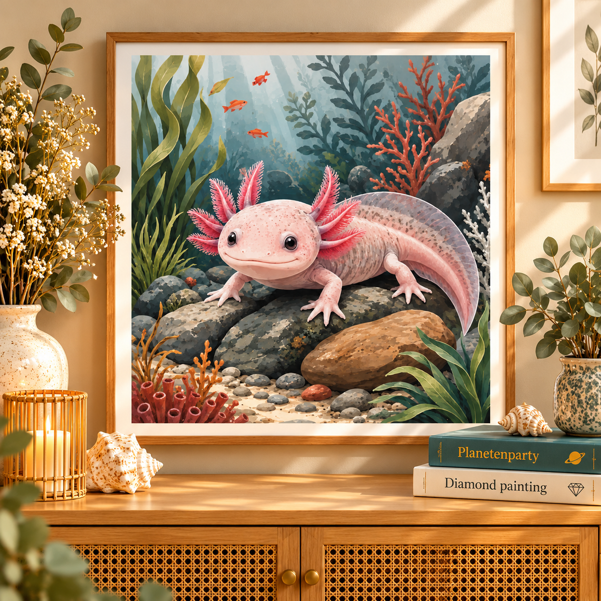 "Axolotl" / Diamond Painting Bild / 50x50cm / 70 Farben inkl. 10 Sonderfarben / PP137