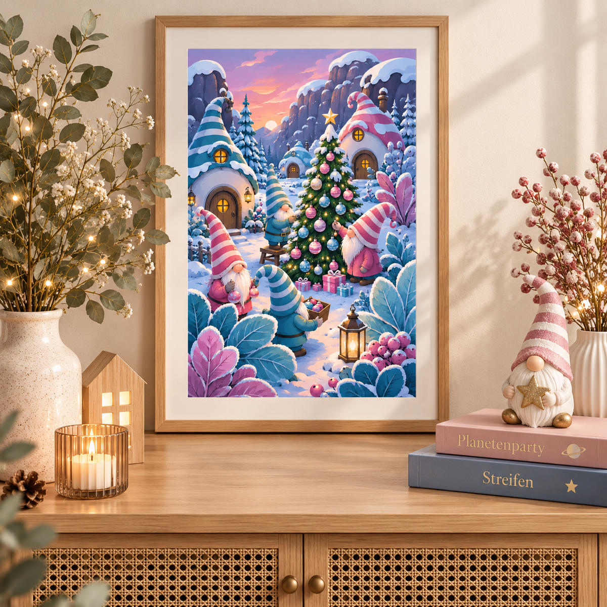 "Tal der gestreiften Weihnacht" / Diamond Painting Bild / 40x60cm / 70 Farben inkl. 10 Sonderfarben / PP097
