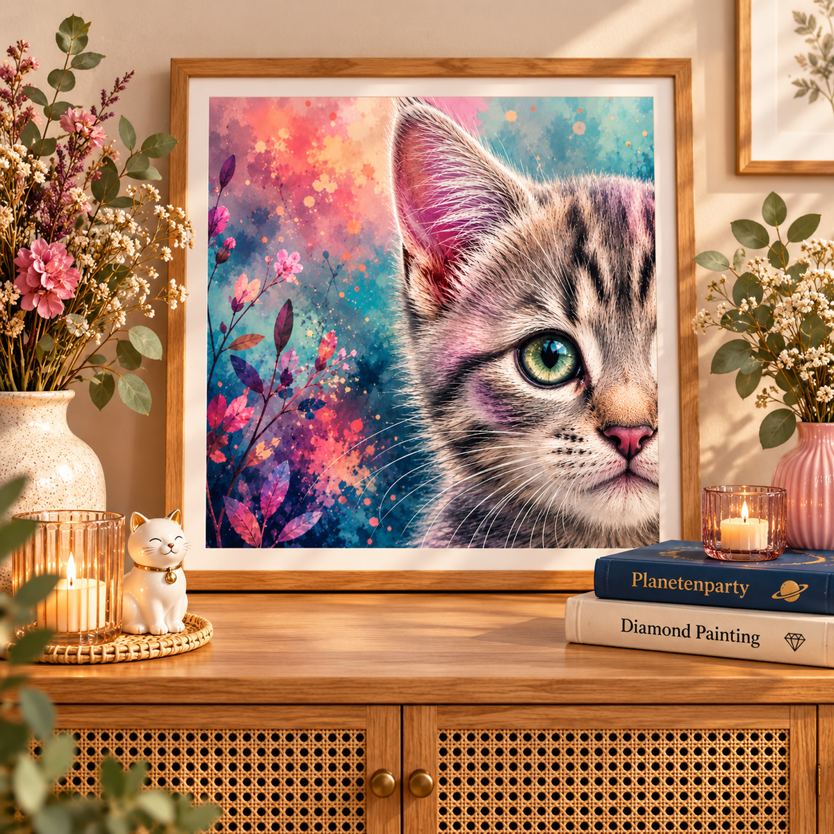 "Hidden Kitty" / Diamond Painting Bild / 40x40cm / 80 Farben inkl. 7 Sonderfarben / PP110