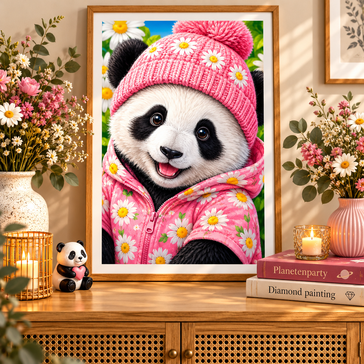 "Daisypanda" / Diamond Painting Bild / 40x60cm / 70 Farben inkl. 10 Sonderfarben / PP133