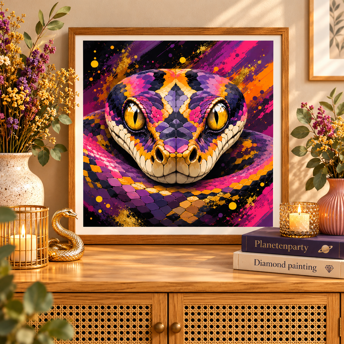 "Schlangenblick" / Diamond Painting Bild / 40x40cm / 70 Farben inkl. 9 Sonderfarben / PP134