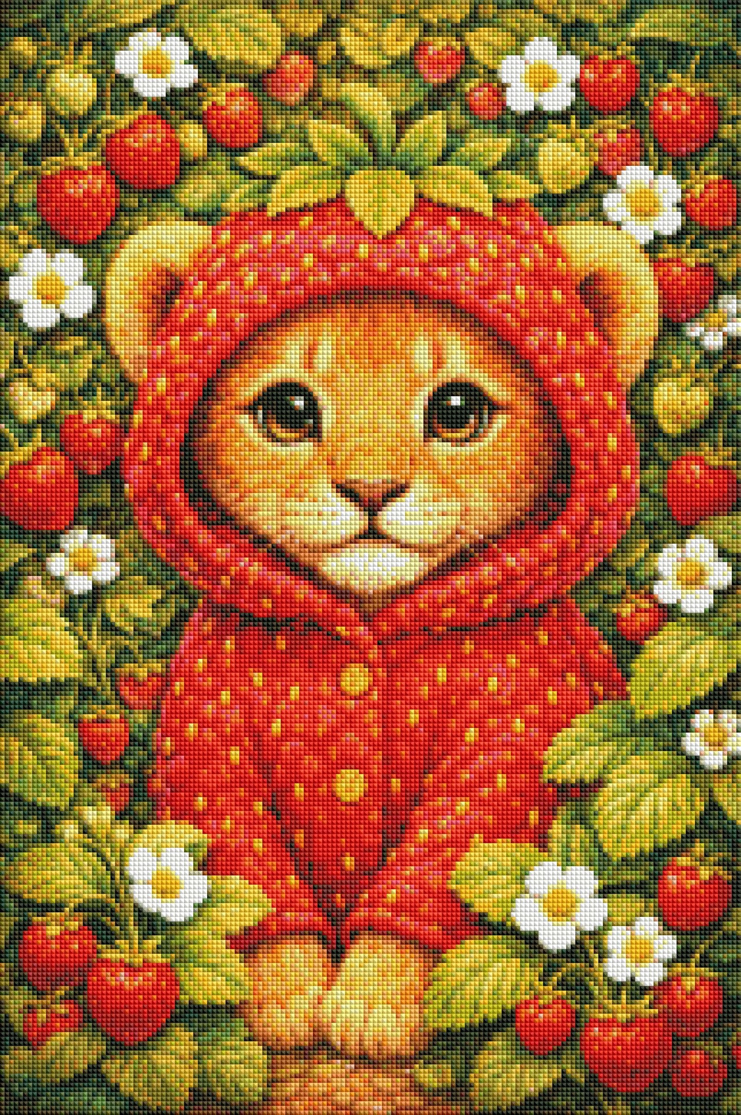 "Erdbeerlöwe" / Diamond Painting Bild / 40x60cm / 60 Farben inkl. 5 Sonderfarben / PP001