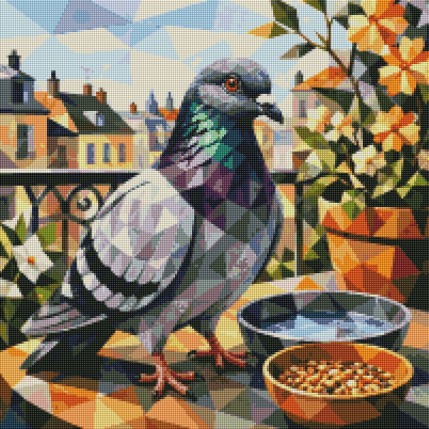 "Stadttaube" / Diamond Painting Bild / 50x50cm / 60 Farben inkl. 5 Sonderfarben / PP010