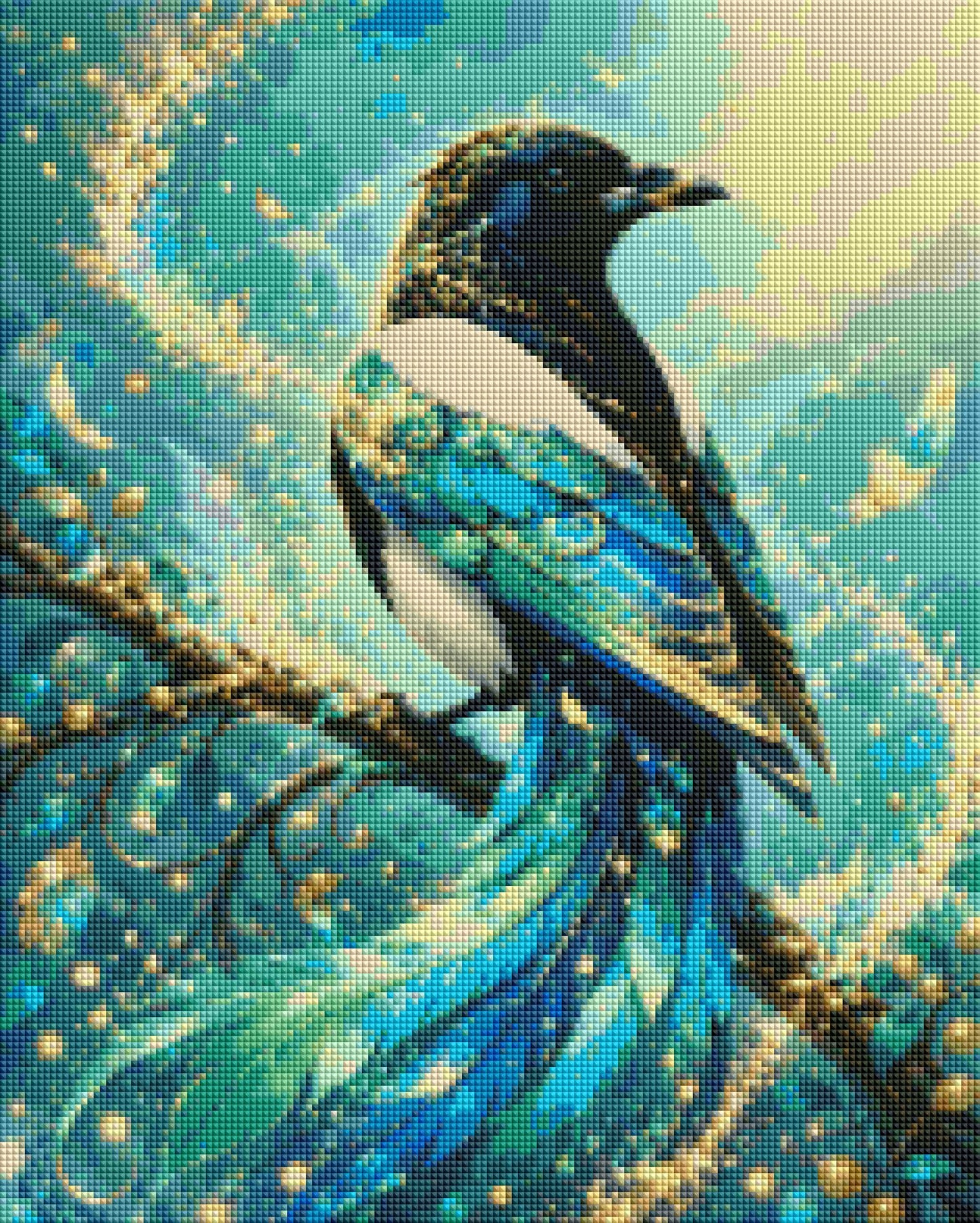 "Melodie der Elster" / Diamond Painting Bild / 40x50cm / 70 Farben inkl. 10 Sonderfarben / PP017