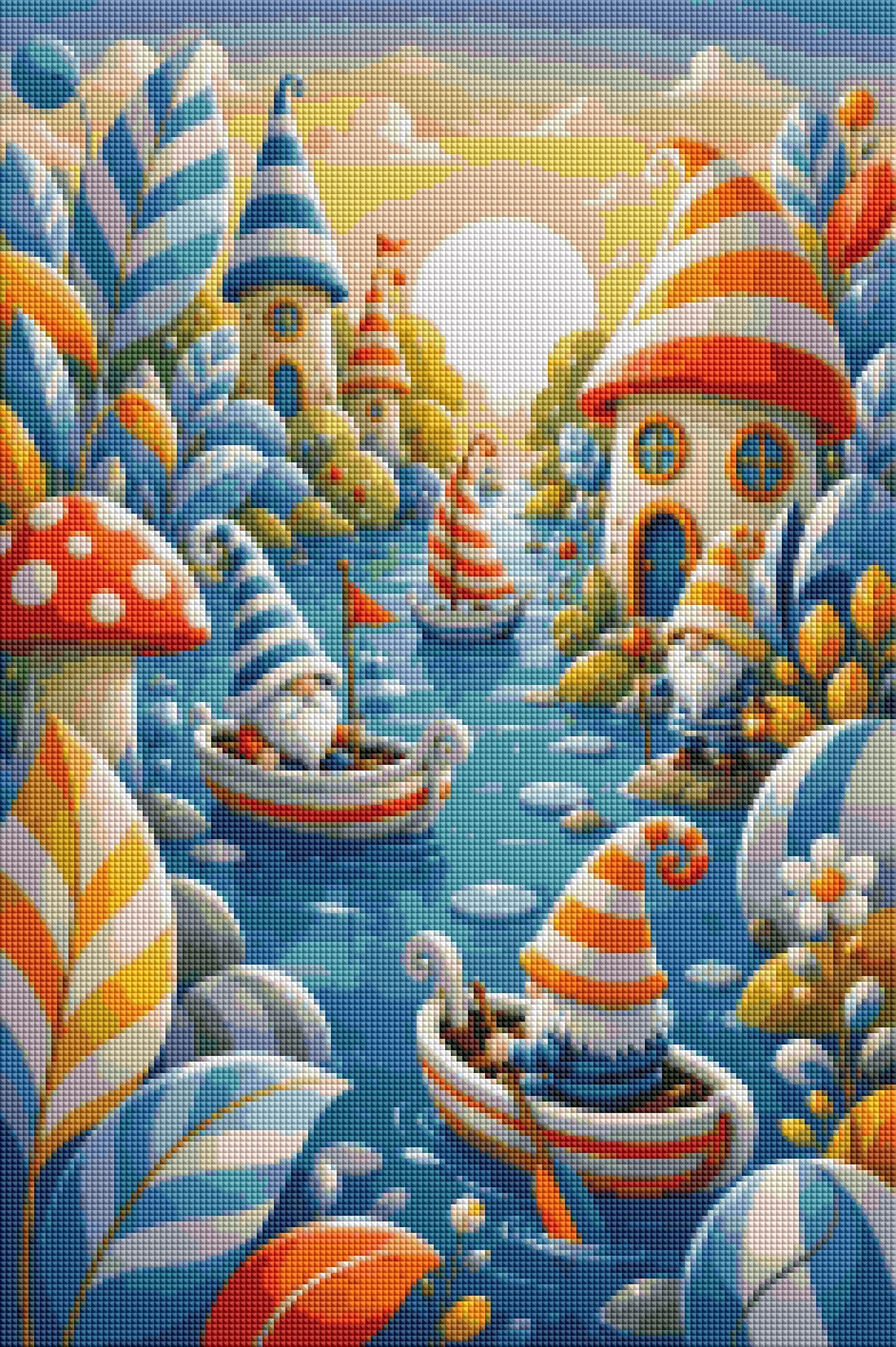 "Tal der kleinen Boote" / Diamond Painting Bild /  40x60cm / 70 Farben inkl. 9 Sonderfarben / PP029