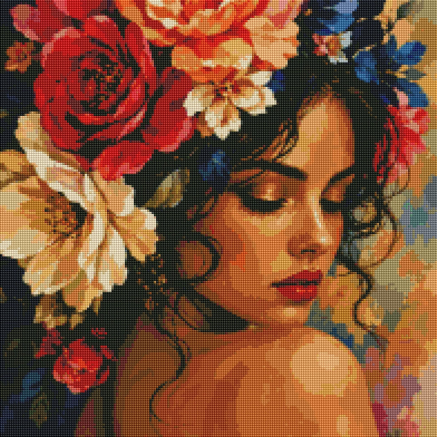 "Shy and beauty" / Diamond Painting Bild / 50x50cm / 70 Farben inkl. 10 Sonderfarben / PP070