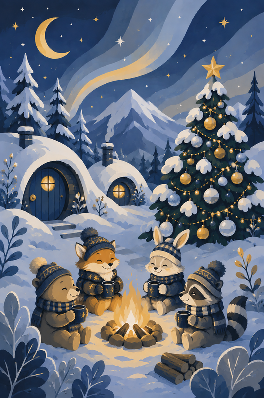 "Weihnachtsfreunde" / Diamond Painting Bild / 40x60cm / 70 Farben inkl. 10 Sonderfarben / PP090