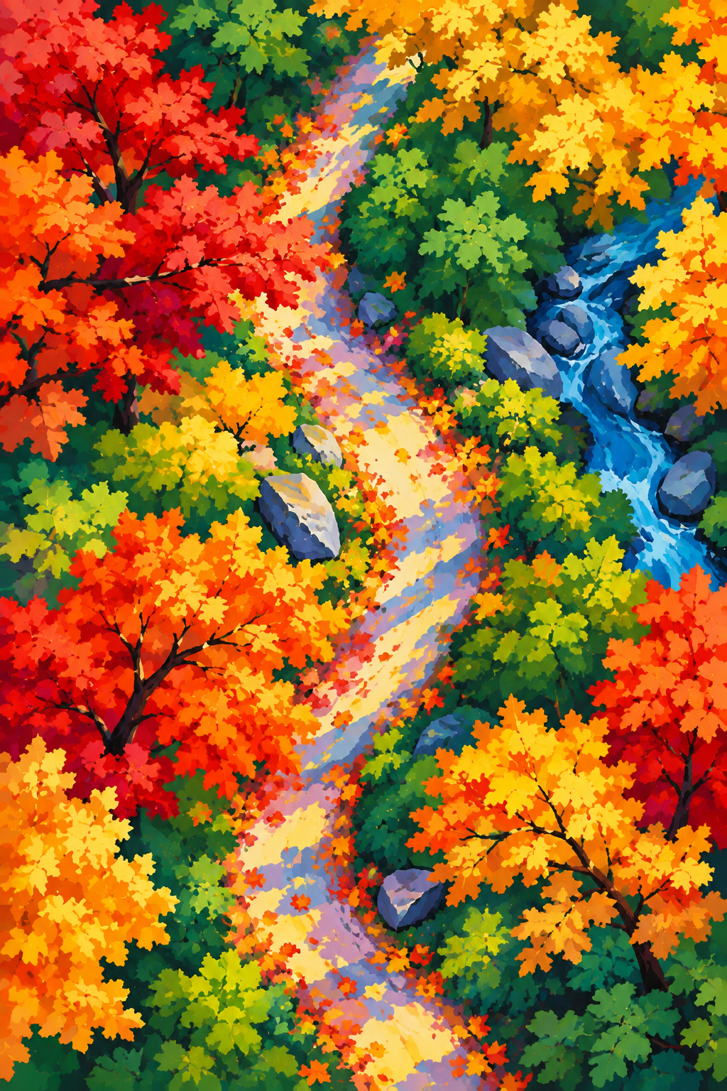 "Herbstlaubwald" / Diamond Painting Bild / 40x60cm / 70 Farben inkl. 9 Sonderfarben / PP096