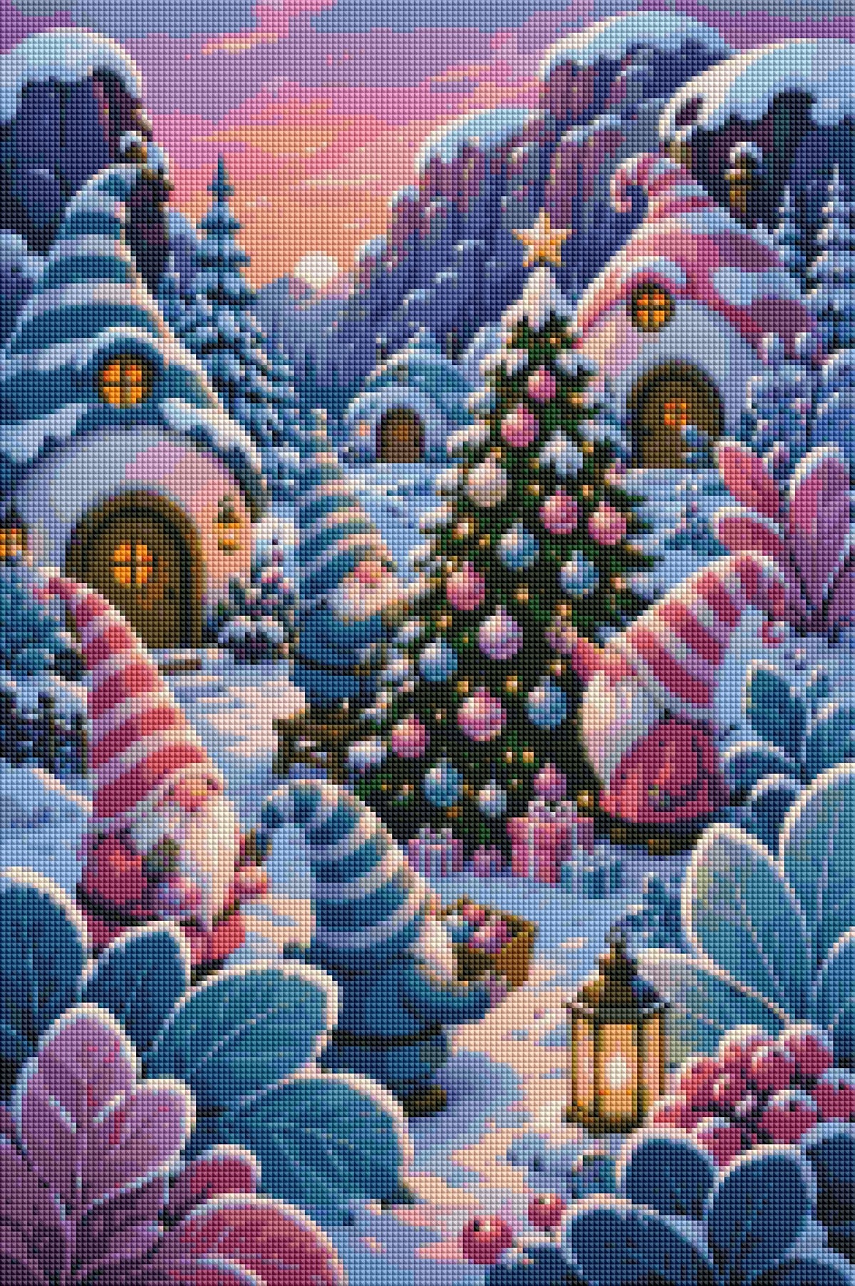 "Tal der gestreiften Weihnacht" / Diamond Painting Bild / 40x60cm / 70 Farben inkl. 10 Sonderfarben / PP097