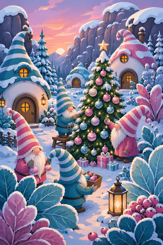 "Tal der gestreiften Weihnacht" / Diamond Painting Bild / 40x60cm / 70 Farben inkl. 10 Sonderfarben / PP097