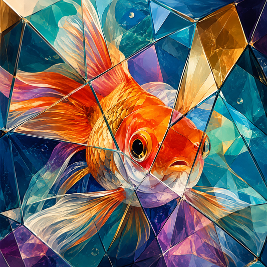 "Glass Goldfish" / Diamond Painting Bild / 50x50cm / 80 Farben inkl. 9 Sonderfarben / PP098