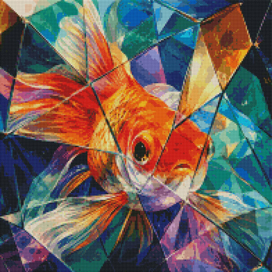 "Glass Goldfish" / Diamond Painting Bild / 50x50cm / 80 Farben inkl. 9 Sonderfarben / PP098