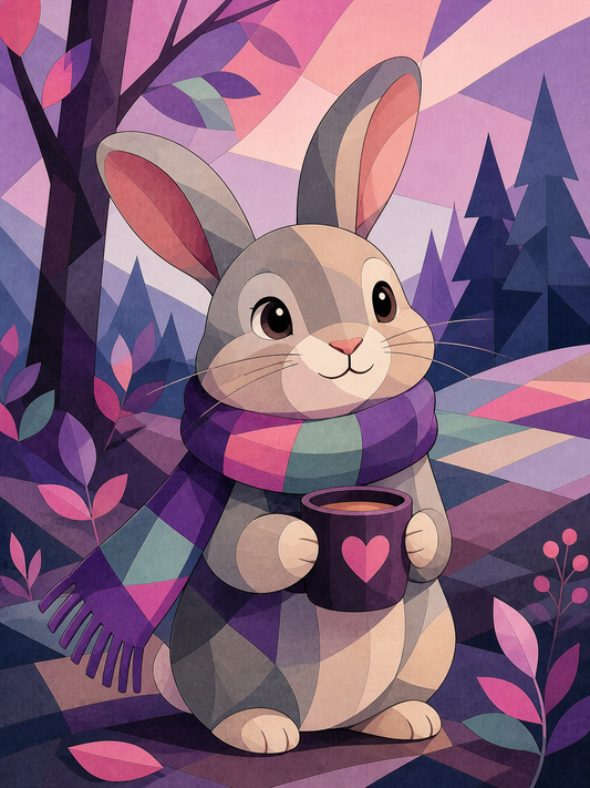 "Lila Bunny" / Diamond Painting Bild / 30x40cm / 60 Farben inkl. 6 Sonderfarben / PP099