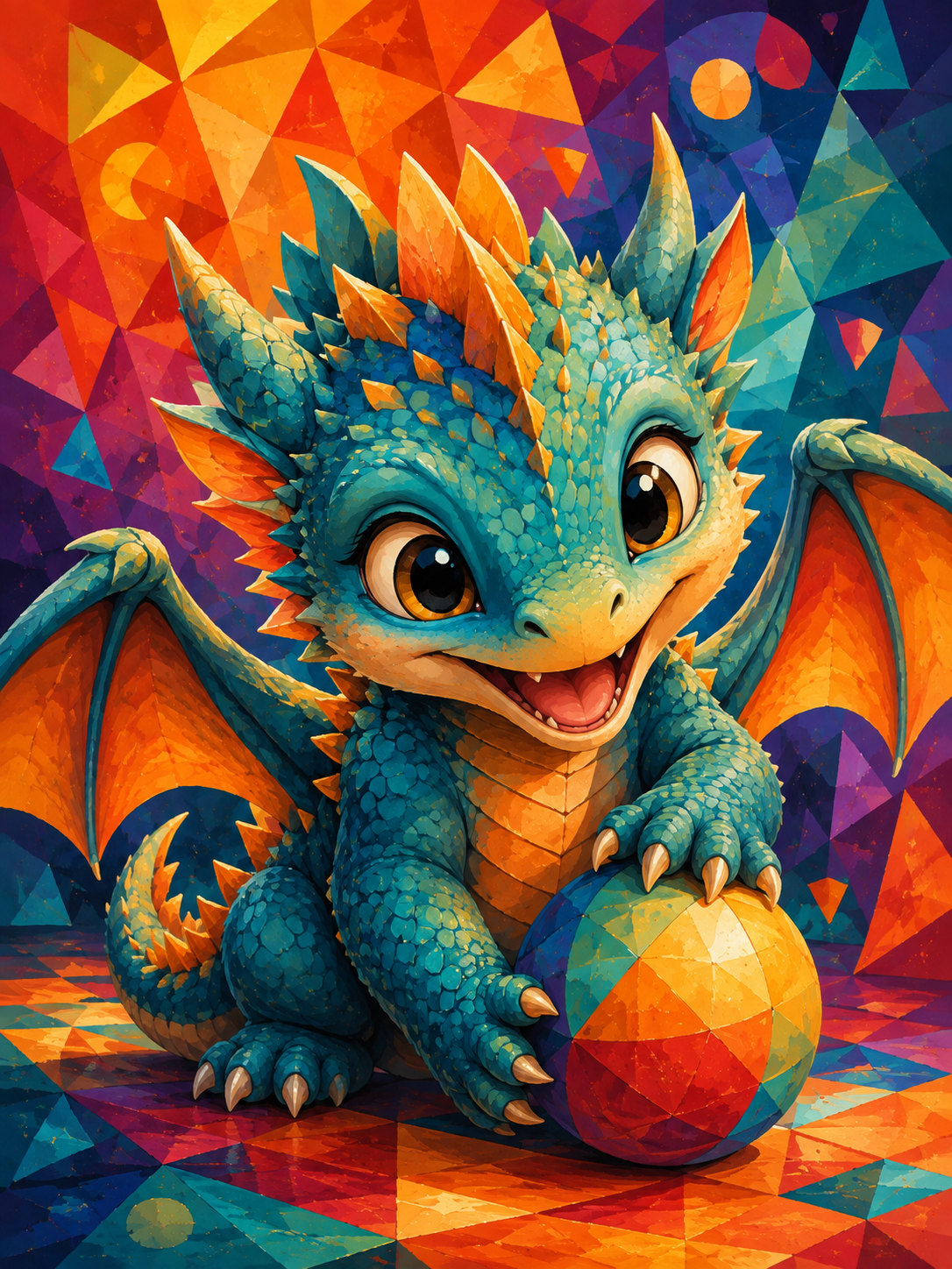 "Playing Dragon / Diamond Painting Bild / 40x50cm / 68 Farben inkl. 8 Sonderfarben / PP106