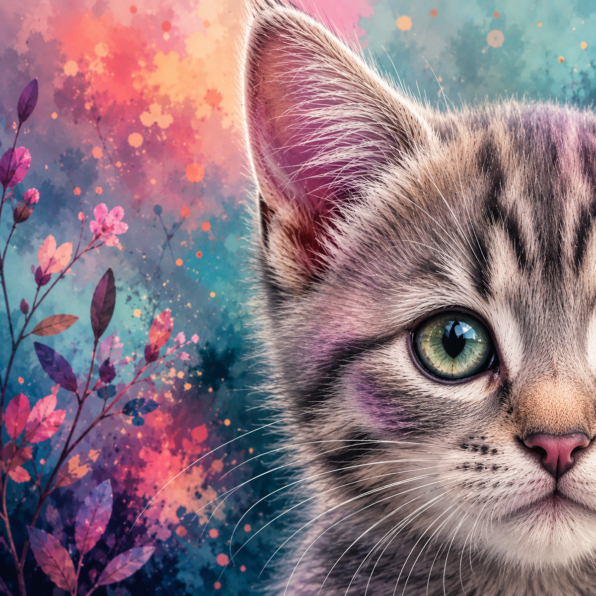 "Hidden Kitty" / Diamond Painting Bild / 40x40cm / 80 Farben inkl. 7 Sonderfarben / PP110