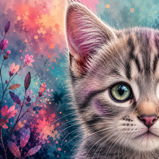 "Hidden Kitty" / Diamond Painting Bild / 40x40cm / 80 Farben inkl. 7 Sonderfarben / PP110