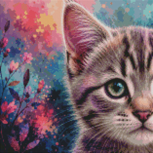 "Hidden Kitty" / Diamond Painting Bild / 40x40cm / 80 Farben inkl. 7 Sonderfarben / PP110