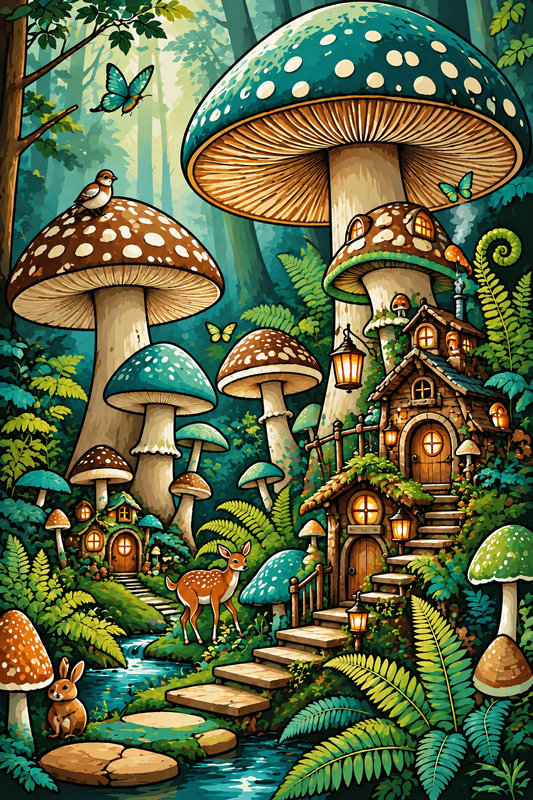 "Harmonie im Wald" / Diamond Painting Bild / 50x70cm / 80 Farben inkl. 12 Sonderfarben / PP117
