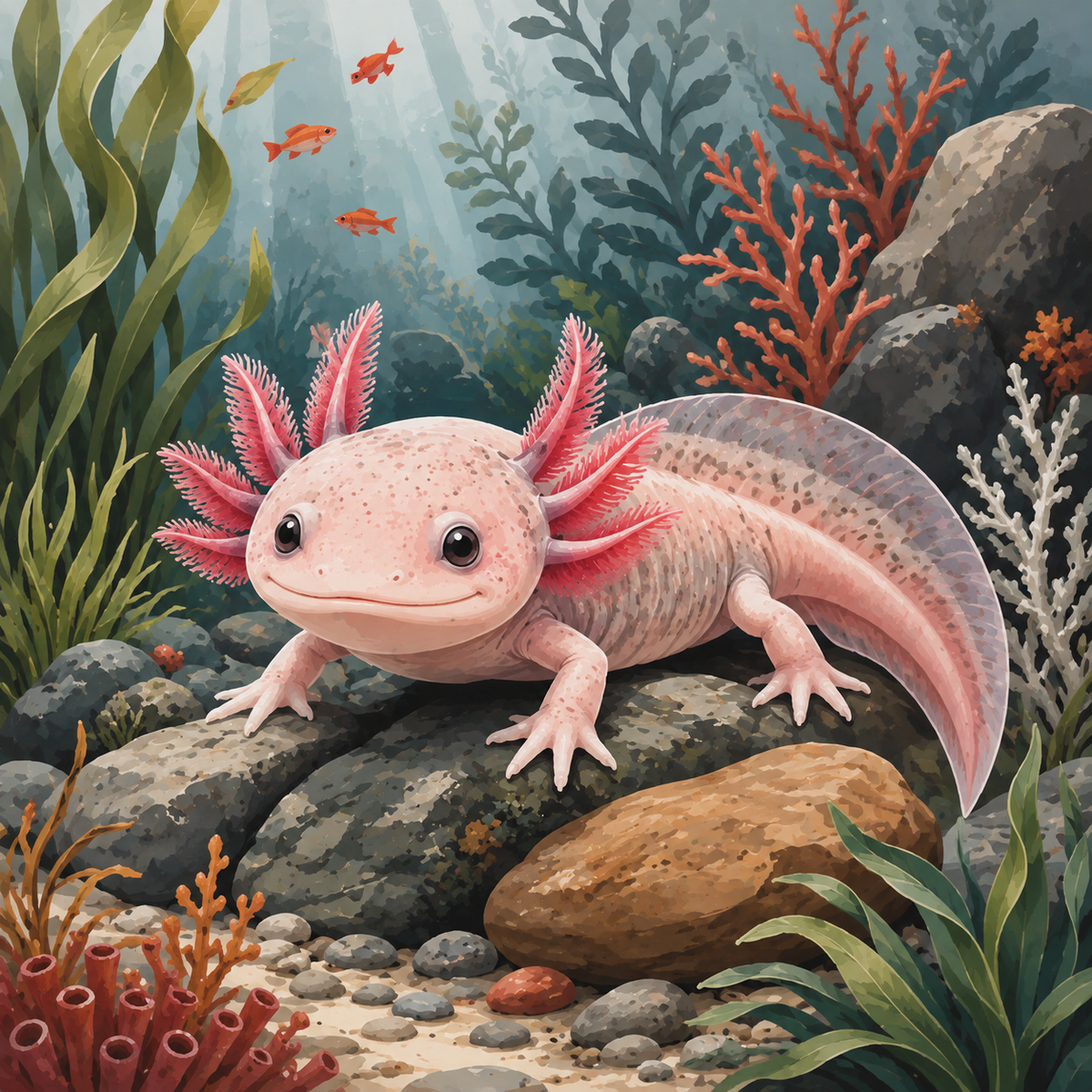 "Axolotl" / Diamond Painting Bild / 50x50cm / 70 Farben inkl. 10 Sonderfarben / PP137