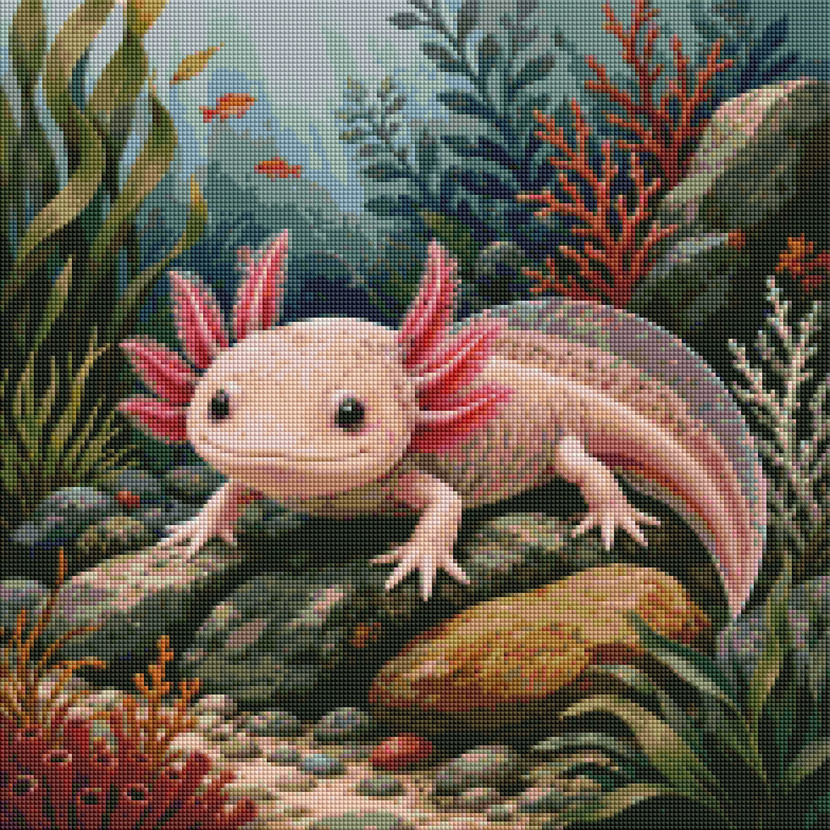 "Axolotl" / Diamond Painting Bild / 50x50cm / 70 Farben inkl. 10 Sonderfarben / PP137
