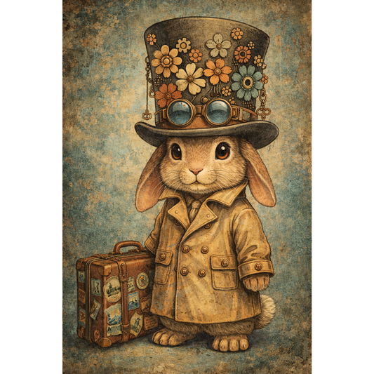 "Steampunk Hase" / Diamond Painting Bild / 40x60cm / 60 farben inkl. 5 Sonderfarben / PP004