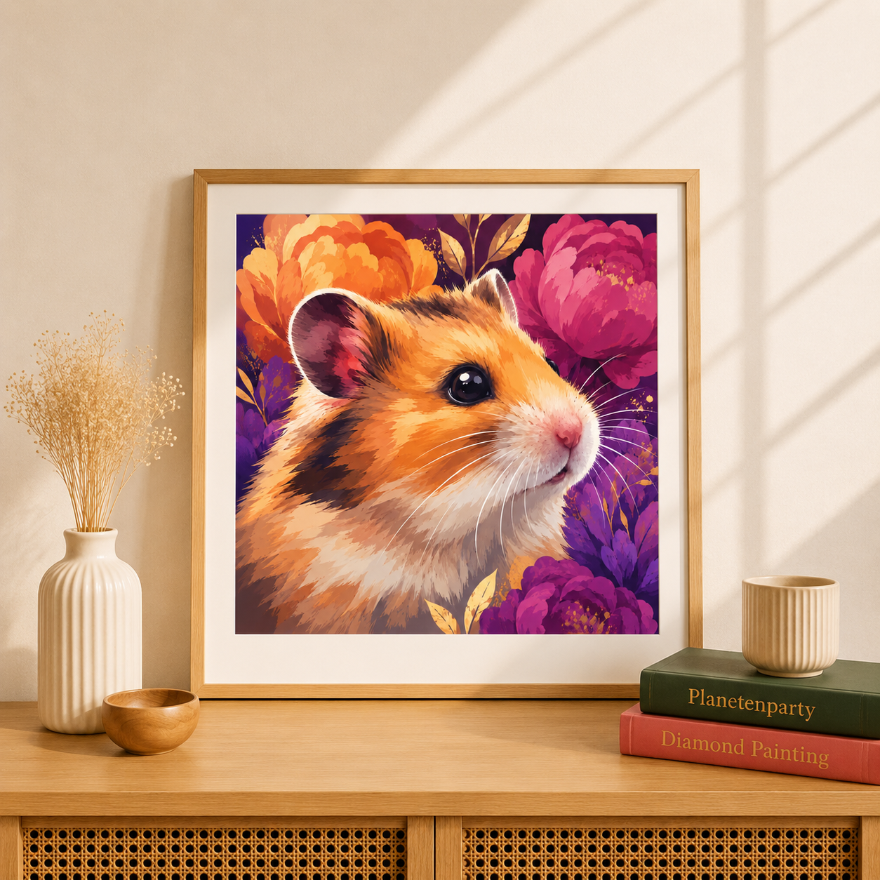"Hamster Tilda" / Diamond Painting Bild / 50x50cm / 60 Farben inkl. 10 Sonderfarben / PP016