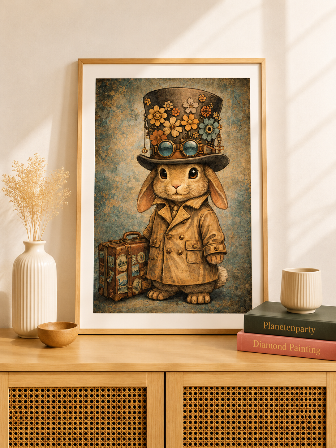 "Steampunk Hase" / Diamond Painting Bild / 40x60cm / 60 farben inkl. 5 Sonderfarben / PP004